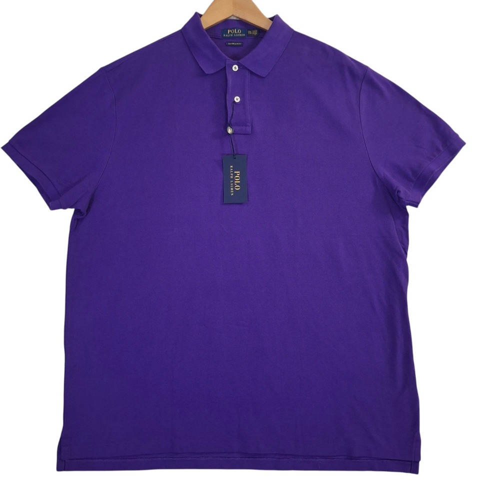 Polo Ralph Lauren Polo Shir Mens XXL Purple Custom Slim Fit Mesh Vista NWT
